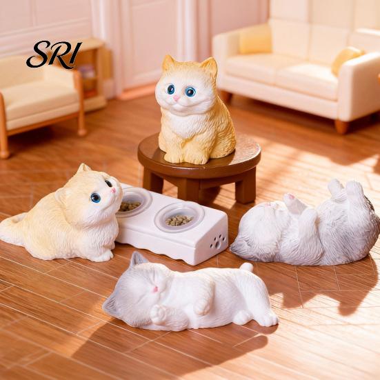 Ornament Mini Cat Figurine Micro Resin Animal Cute Kitten Cake Desktop Topper Decoration for DIY Moss Landscape Fairy Garden Decor Home