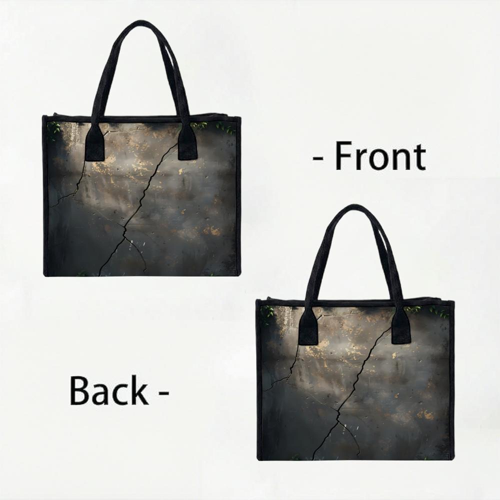 Vintage Cracked Texture Tote Bag Large Capacity Daily Shoulder Bag