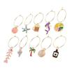 10pcs Beach Themed Wine Glass Charms for Stem Glasses Markers Drink Markers Tags Glass Identifiers for Party Weddings Home Bar