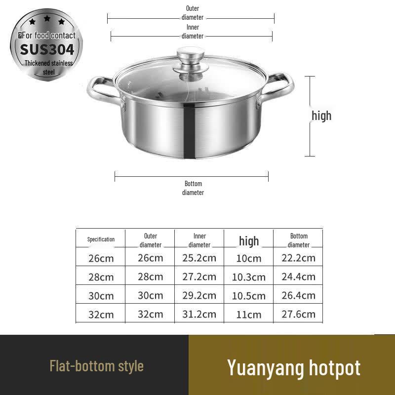 Bozhen Jiangchu 304 Stainless Steel Divided Hot Pot