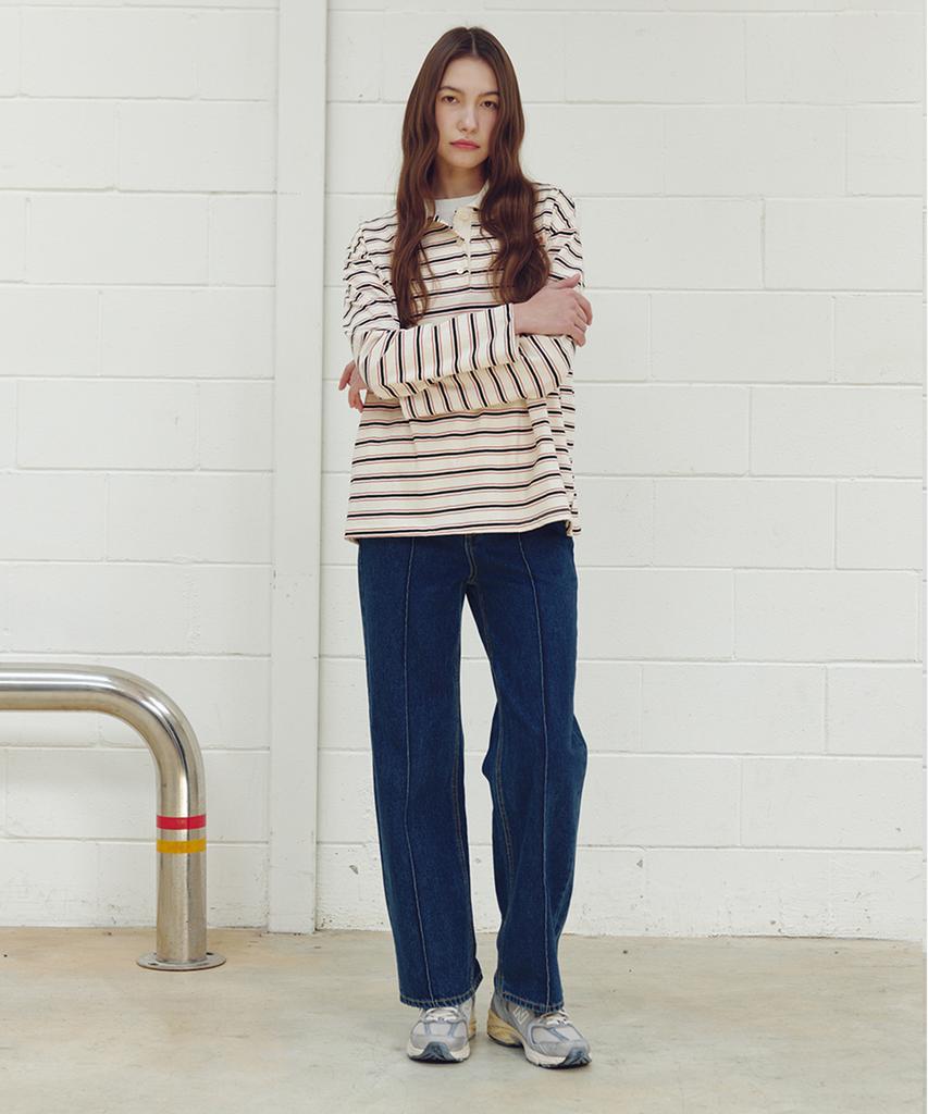 JBYRARA Pintuck Detail Straight Fit Denim Pants_Indigo