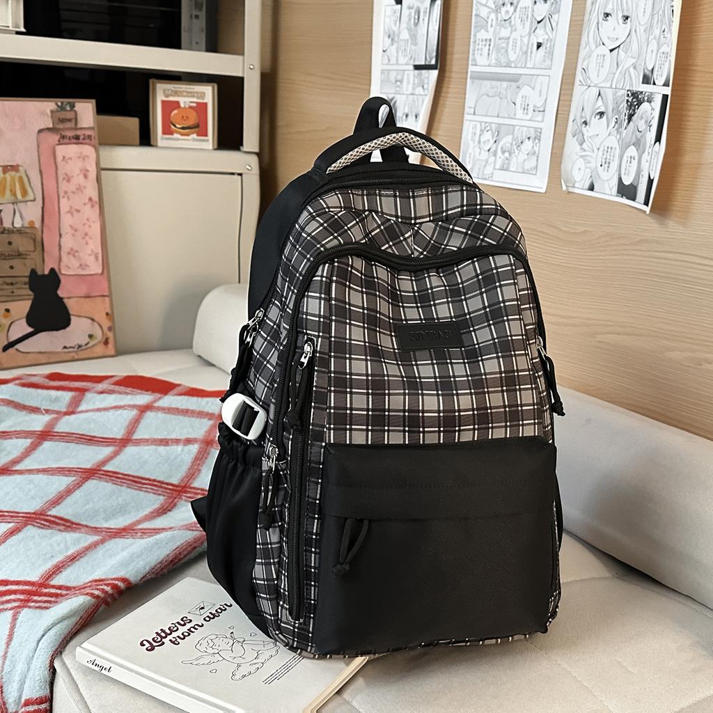Schoolbag small fresh plaid schoolbag new ins college style cute backpack large capacity junior high school student versatile backpack