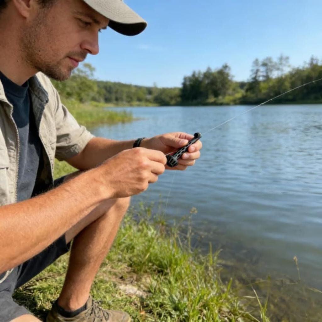 Magnetischer Fliegenfaden-Einfädler für Fliegenfischen, Angelzubehör zum einfachen Anködern kleiner Fliegen & Vorfächer am Wasser, Vereinfacht das Fliegenbinden, Funktioniert mit den meisten Haken
