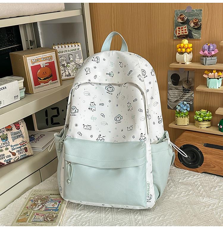 Cute Cartoon Cat Backpack For Girls With Nylon Material And Large Capacity For School And Travel
