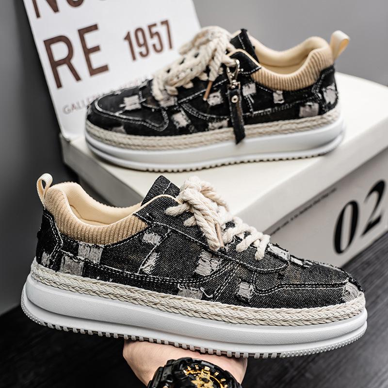 Canvas men's shoes spring and summer new student sports and leisure little white board shoes youth cloth shoes