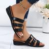 2024 High Quality Women's Shoes New Summer Women's Slippers Large Size Solid Color Metal Decoration Casual Low Heel Slippers