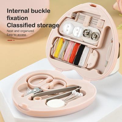 1Box Mini Nähen Box Haushalt Tasten Schere Pins Herz-Förmigen Lagerung Box Tragbare Reise Nähen Werkzeug