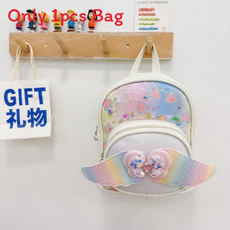 Childrens Cute Bowknot Wings Princess Backpack With Pu Material For Kindergarten Girls