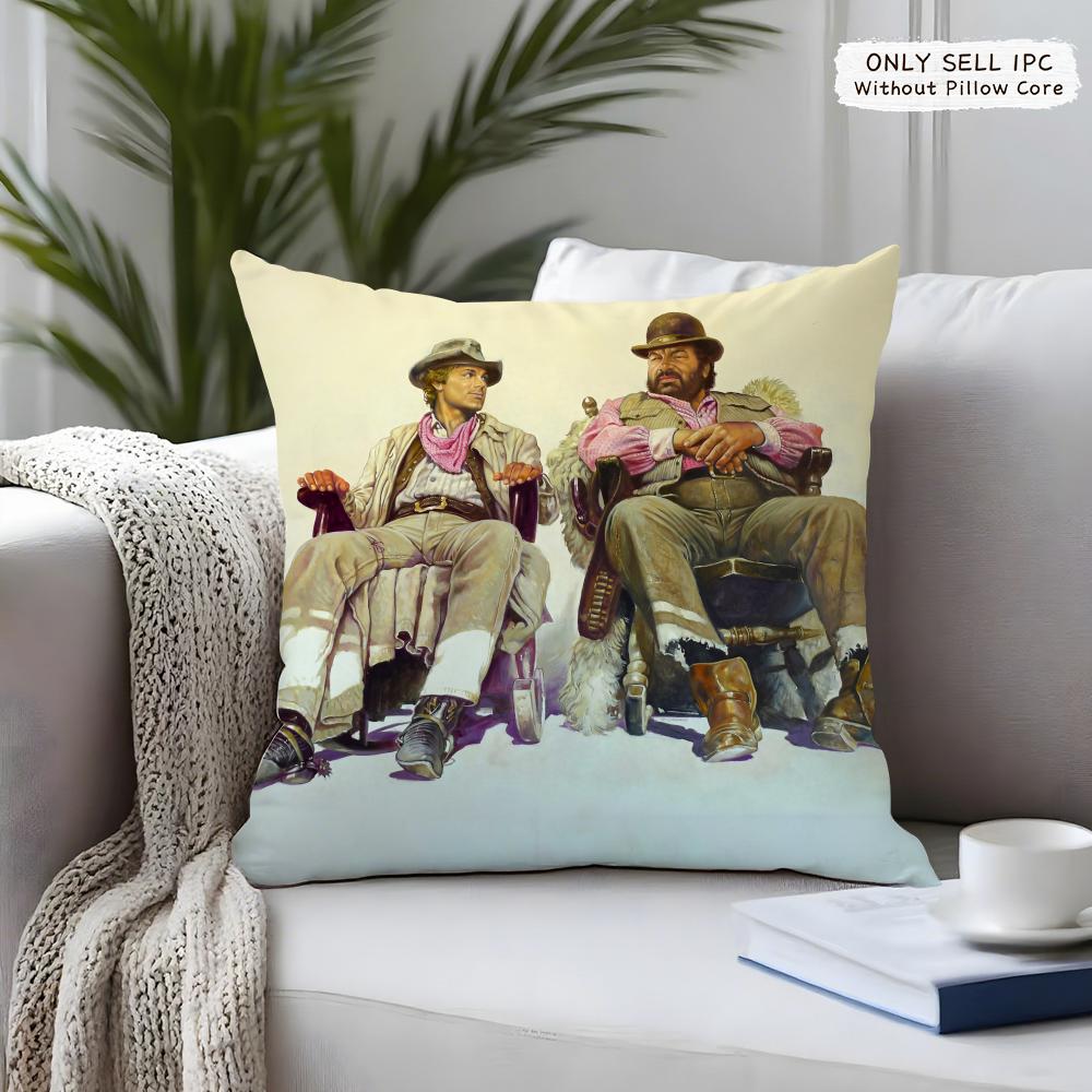 Tterence Hill Bud Spencer Cushion Cover Square Short Plush Pillow Case Living Room Sofa Home Decor Funda X