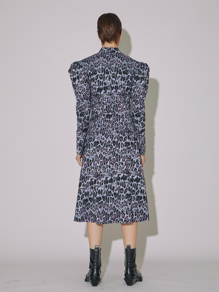 VEGAN TIGER Leopard Mock Neck Dress (Purple)