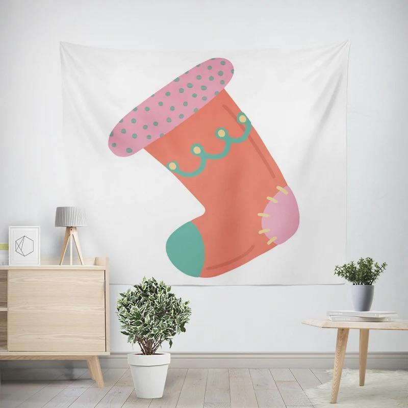 Christmas New Year Socks Pattern Living Room Bedroom Decorative Tapestry