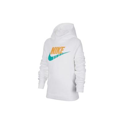 Nike Color Block Logo Print Langarm Kapuzen Fleece Pullover Kinder Oberteile Weiß BV0783-100