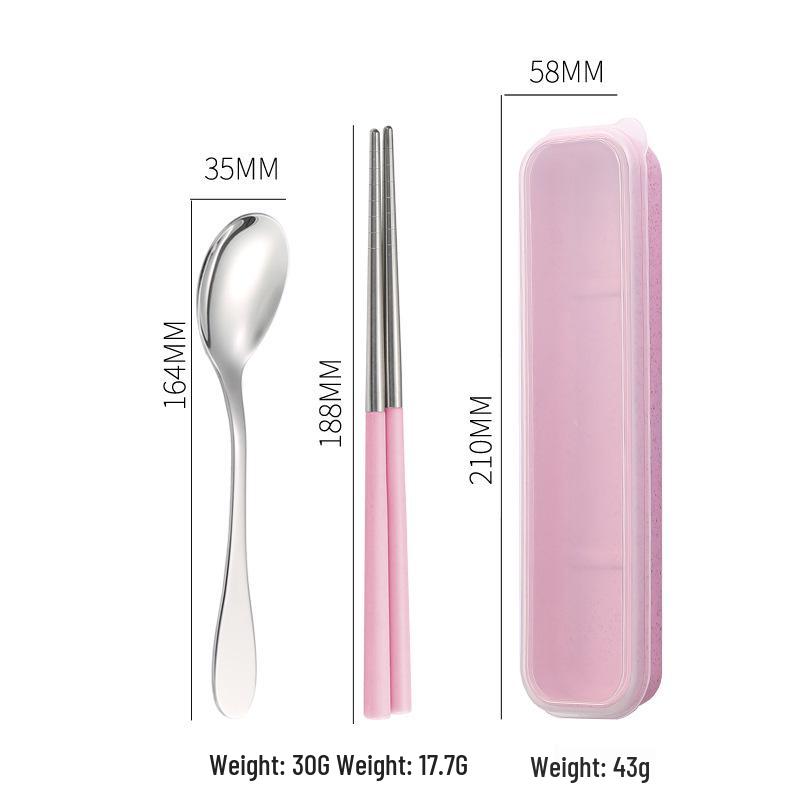 Stainless Steel Travel Cutlery Set: Fork, Spoon, Chopsticks with Portable Storage Box