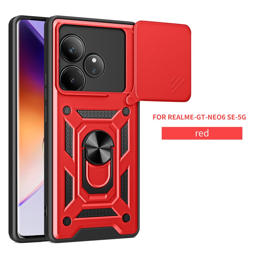 For Realme GT 6 Case Realme GT 6T Cover Realme GT Neo 6 se Magnetic Ring Holder Armor Phone Case Slide Camera Protect Back Cover