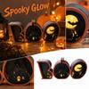 Halloween Wooden Decoration with Light, Battery Operated Tabletop Decor, Batteries Not Included