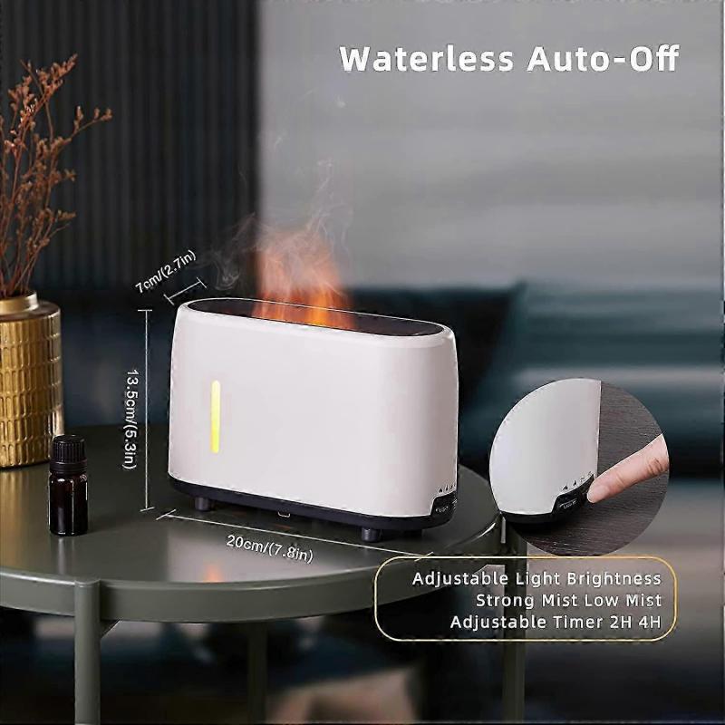 Flame Aromatherapy Diffuser, 240ml, Wood Grain, Large Room Essential Oil Machine