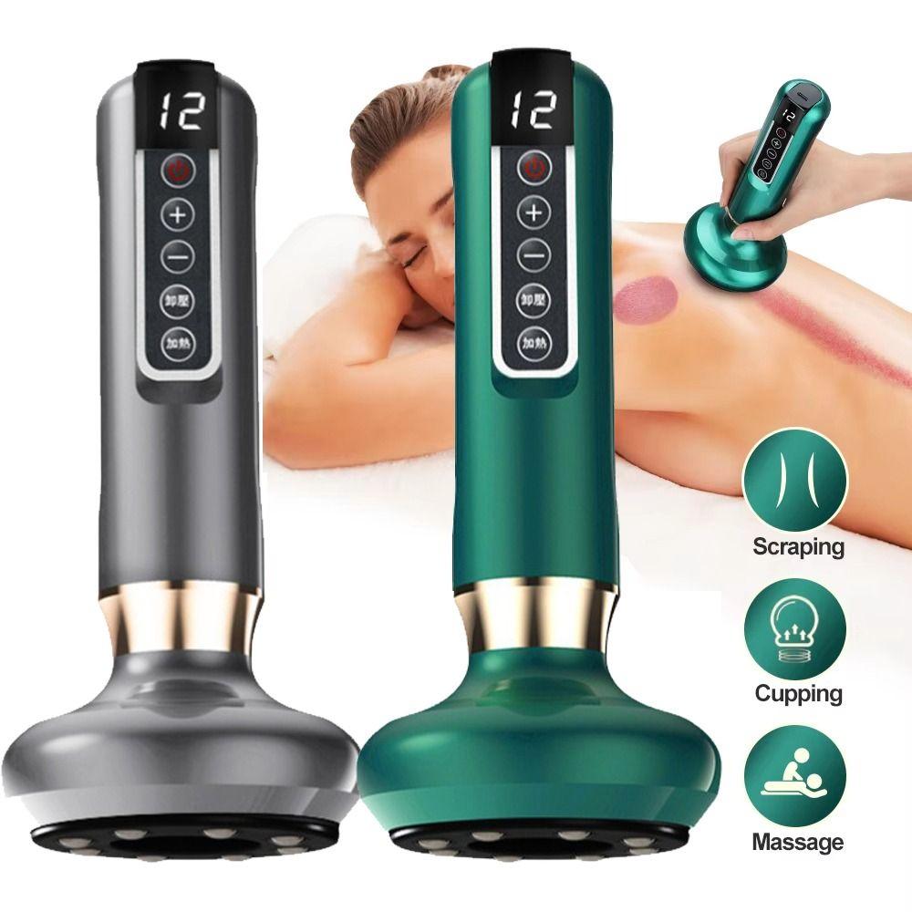 12 Gear Electric Cupping Massager Stainless Steel Magnetic Head Body GuaSha Machine Beauty Health