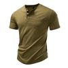 Men's Summer Solid Color Pocket T-Shirts Button Henry Collar Casual Daily Office Short Sleeve Top Tees Hip Hop Streetwear Tee