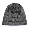 Thin Bonnet Vintage Beanie Wasteland Style Pullover Hat Distressed Letter Print Beanie  Unisex Wear