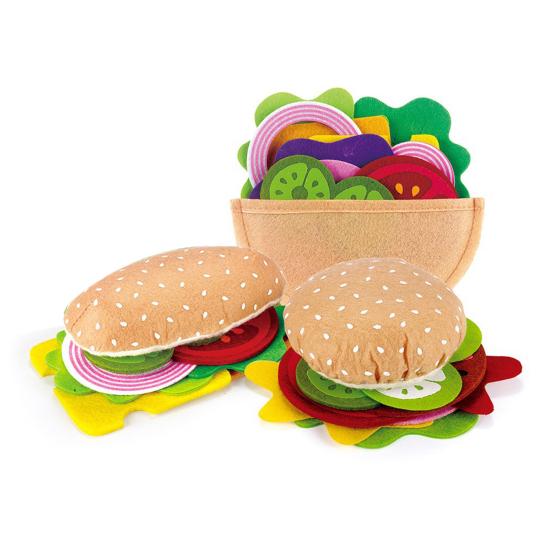 

Набор мягкой фетровой игровой еды 28 шт./набор Гамбургер Сэндвич Игрушка для складывания с говяжьим стейком Овощи Игровая еда Кухонная игрушка для детей 1 Set
