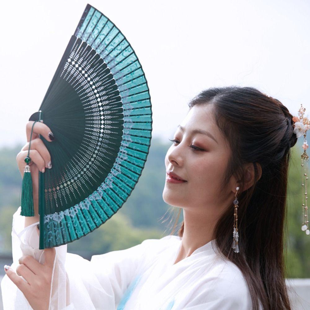 Change Color Folding Fan Folding Dance Fan Ancient   Hanfu Photography