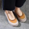 Johnature Loafers Valódi bőr vastag talpú felcsúsztatható cipők kerek orrú sekély női lapos cipők