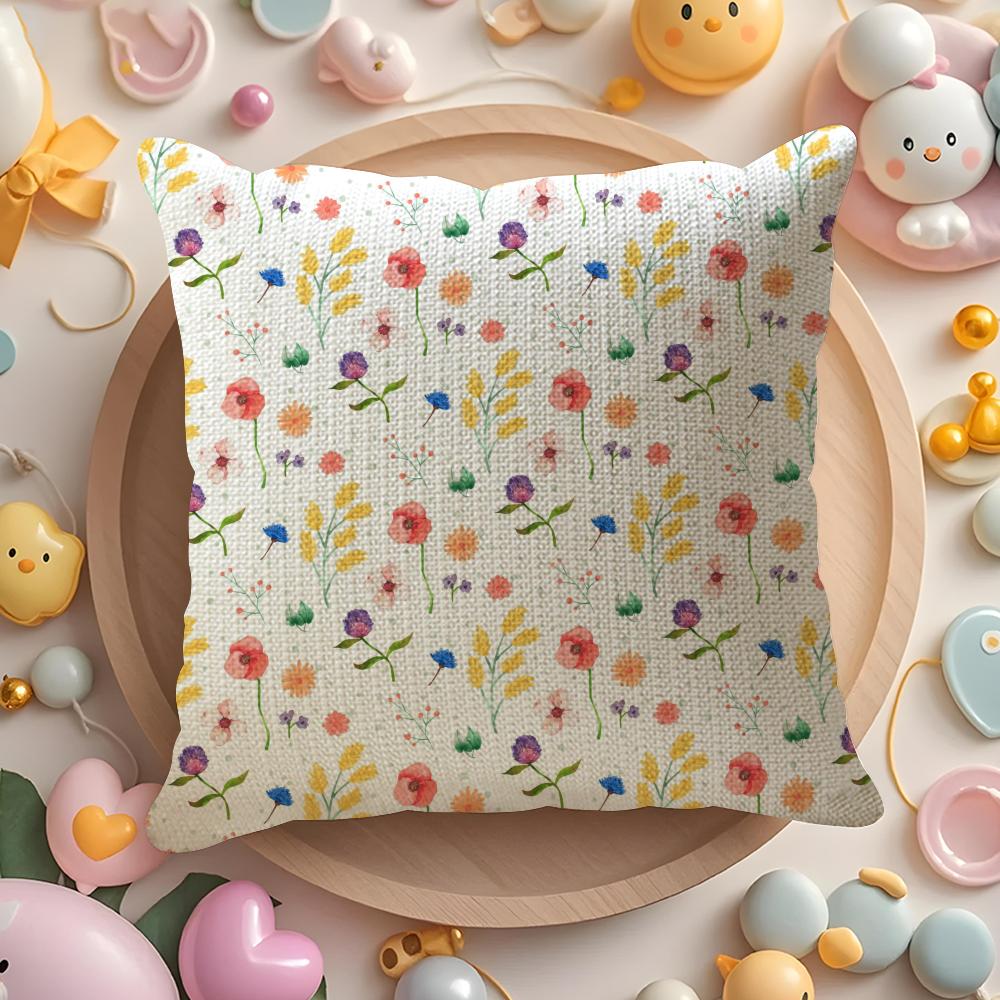 Spring Wildflowers Pillow Case Pattern Printed Pillowcase For Living Room Sofa Cushion Cover  Bedroom Decor