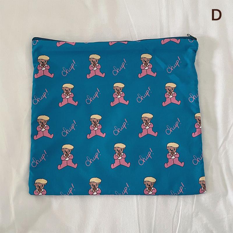 Kawaii Makeup Bag  Cartoon Bear Pattern Cosmetic Pouch Toiletry Bag Large Capacity Portable Stationery Bag