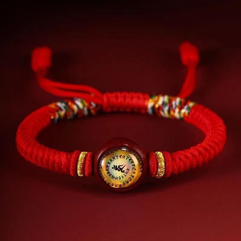 12 Zodiac Eight Patron God Of Wealth Benmingfo Patron Smulet Red Rope Hand-Woven Adjustable Hand Rope Bracelet