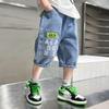 Summer Teenage Boys Denim Shorts 4-10 Years Summer Fashion Letter Printed Soft Trousers for Kids Children Casual Pants