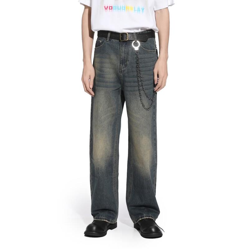 VOGUO RELAY Unisex Retro Washed Distressed Straight-Leg Jeans