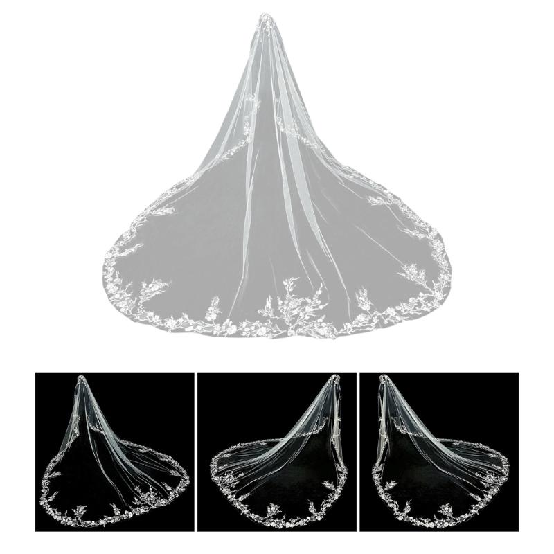 Exquisites Lace Bridal Veil Romantics Weddings Veil Light Weight Women Veil for Memorable Ceremonies