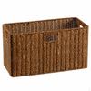 Woven Storage Baskets, Rectangular Wicker Basket with CutOut Handles, Tan Synthetic Rattan for