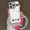 Cute Cartoon Bear Hang Chain Lanyard Phone Case For iPhone 13 11 12 14 15 16 Pro Max 7 8 Plus XR XS X SE  Card Holder Cover