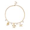 Boho Stainless Steel Ocean Turtle Starfish Necklace for Women Imitation Pearl Pendant Chain Summer Vacation Party Jewelry Gift