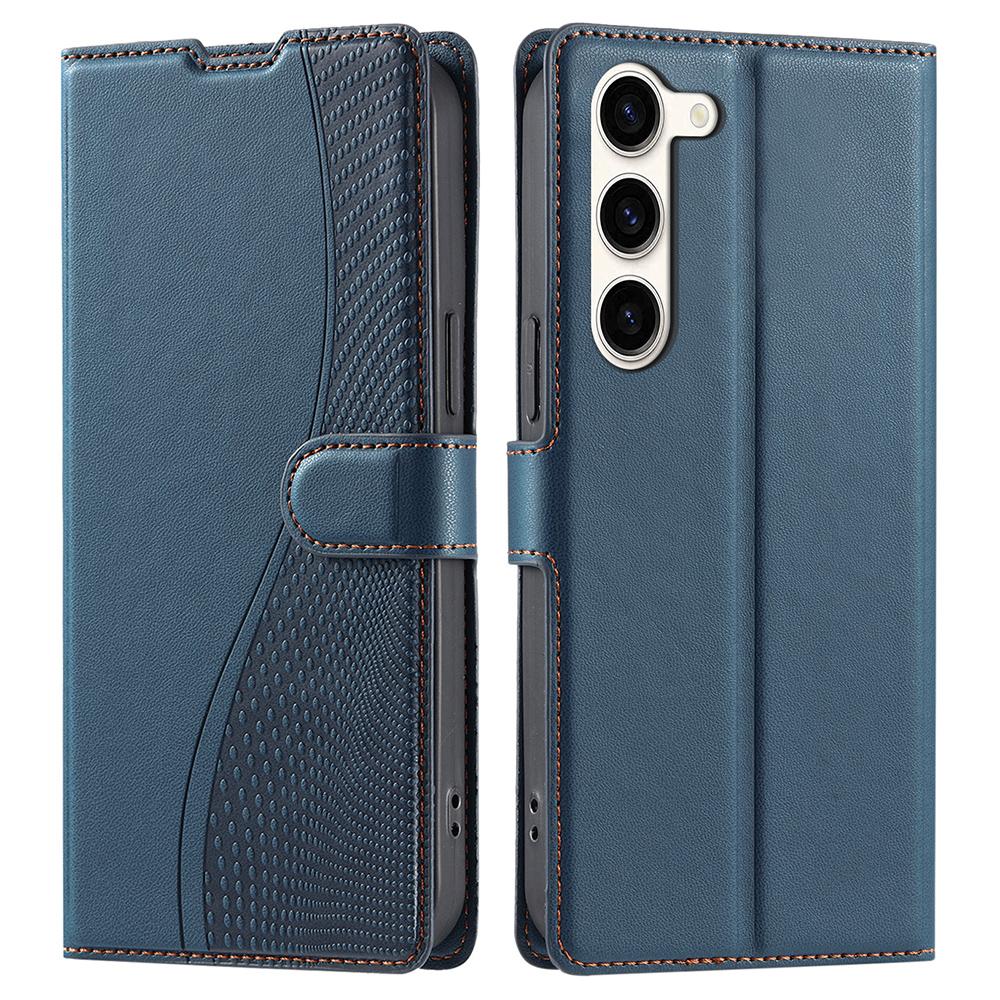For Samsung Galaxy S23 Case Dots Imprinted PU Leather Flip Phone Cover with Card Slot, Strap