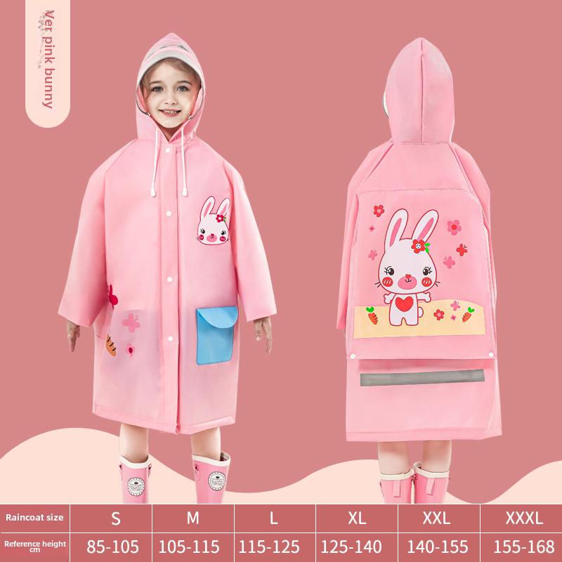 Koreanischer Kinder-Ganzkörper-Regenmantel: Einteiliger Poncho für Grundschüler mit Platz für Rucksäcke