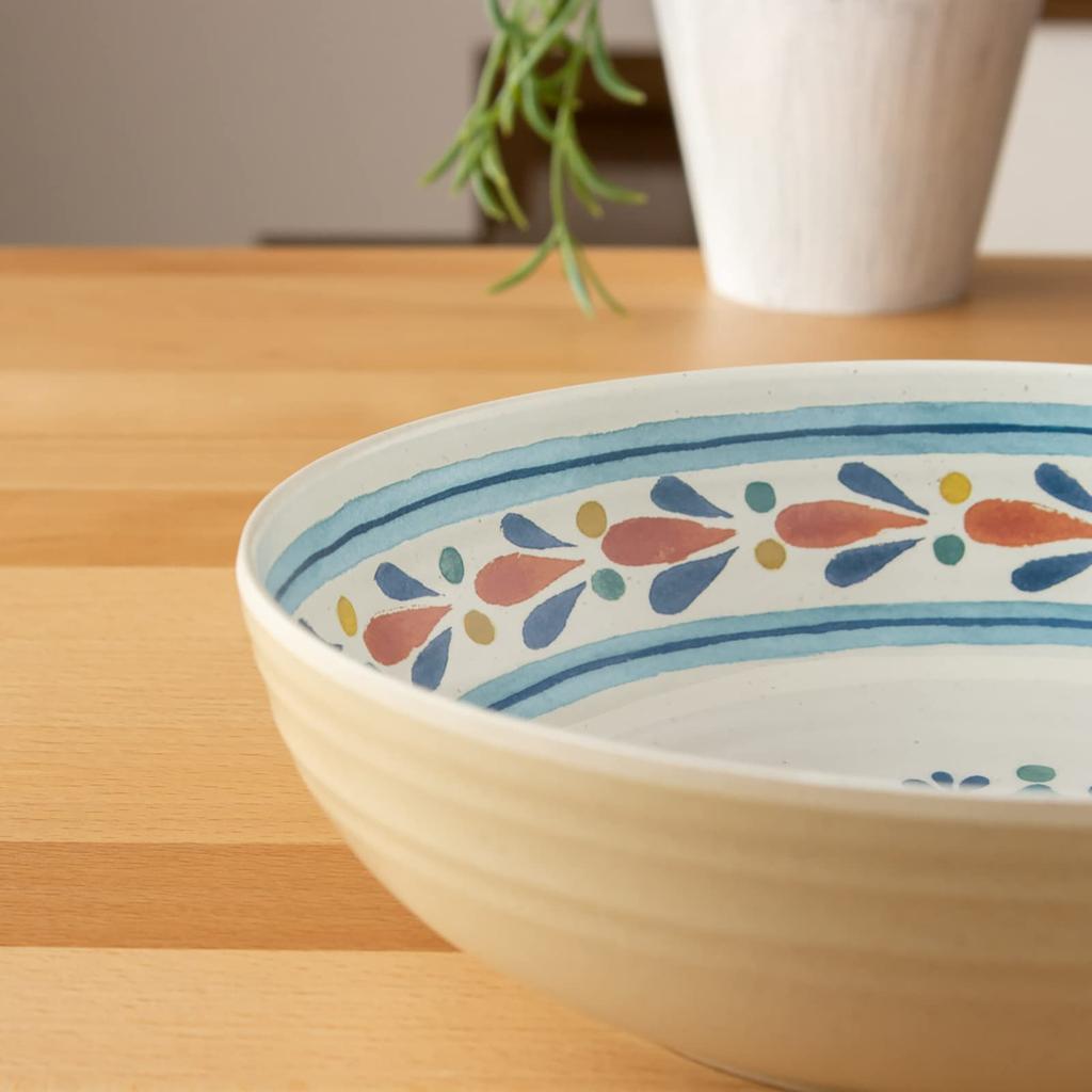 Abode Homewares Design and Unbreakable Tableware BPA La Cena MEDALLION Serving Cereal Diameter Safe for Cafe Dishwasher Birthday Bamboo Melamine White