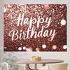 2D Luxury Pink Gold Glitter Happy Birthday Photography Background Banner