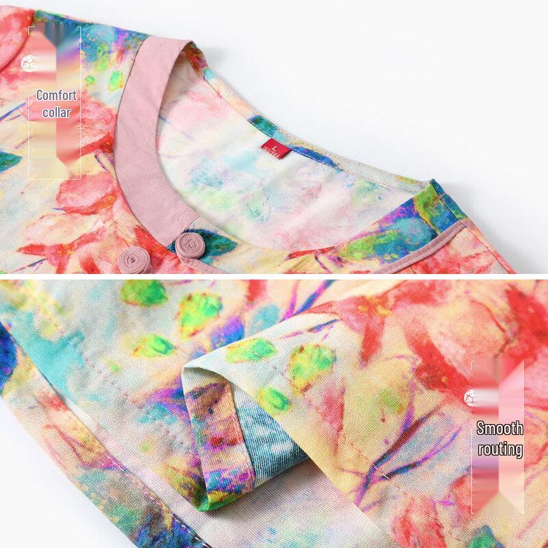 Elderly Women's Summer Floral T-Shirt & Pants Set