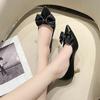 Fashion 2024 Spring Autumn New Lovely Women's High Heels Pointed Toe High Heel Slip-on Mary Janes Shoes with Butterfly-knot for Wedding