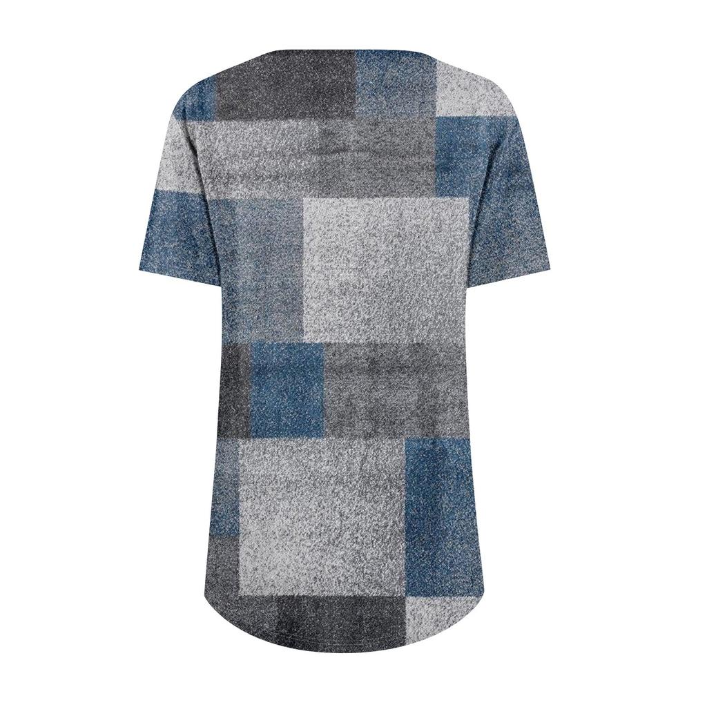 Damenmode Lässig Plissee V-Ausschnitt Kurzarm T-Shirt Tops