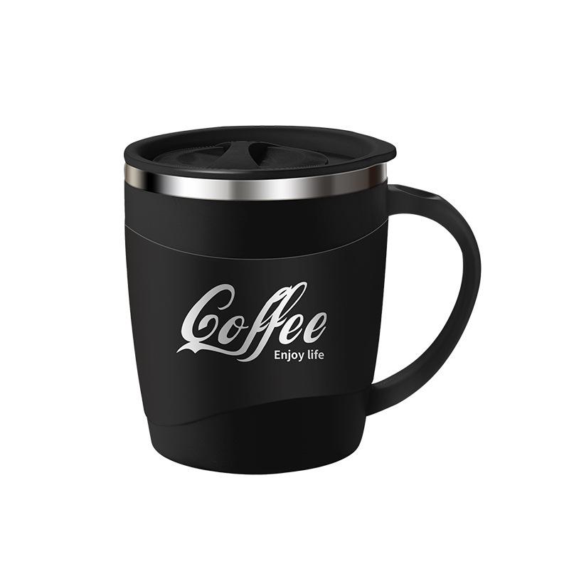 304 Stainless Steel Insulated Coffee Mug with Lid and Anti-Scald Handle - Stylish Office Cup