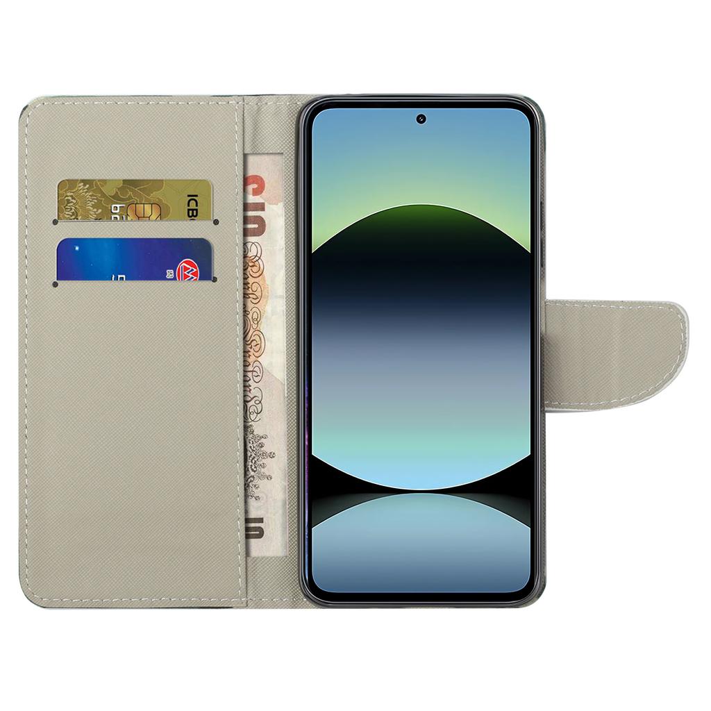 For Xiaomi Redmi Note 14 4G (164.84x78.15x8.16mm) Case Pattern Printing Cross Texture Leather Phone Cover