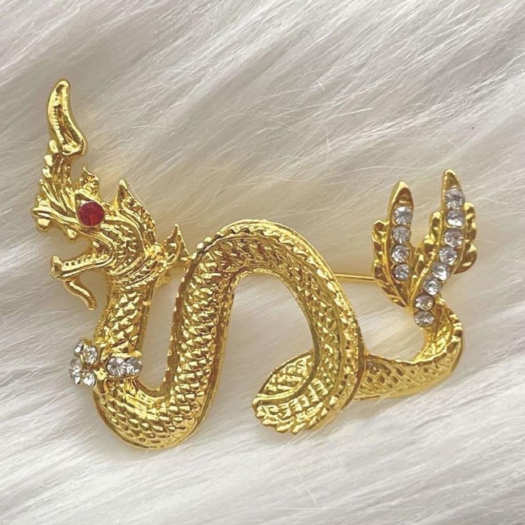 Retro Dragon Totem Brooch Pin for Men's Suits
