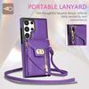 Crossbody Leather Case for Samsung Galaxy S25 S24 Ultra FE S23 Plus S21 FE S20 A14 A54 A13 A53 A52 Wallet Card Slot Phone Cover