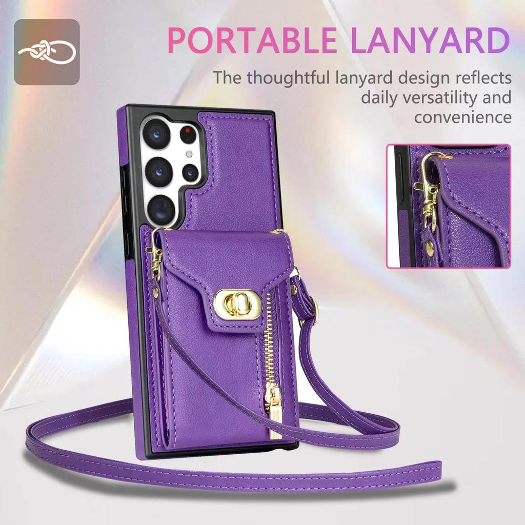 Crossbody Leather Case for Samsung Galaxy S25 S24 Ultra FE S23 Plus S21 FE S20 A14 A54 A13 A53 A52 Wallet Card Slot Phone Cover