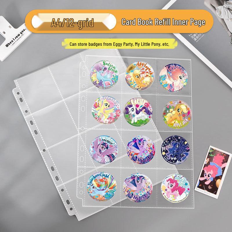 Anime Button Badge & Keychain Collection A4 Album with 11-Hole Loose-Leaf Pages