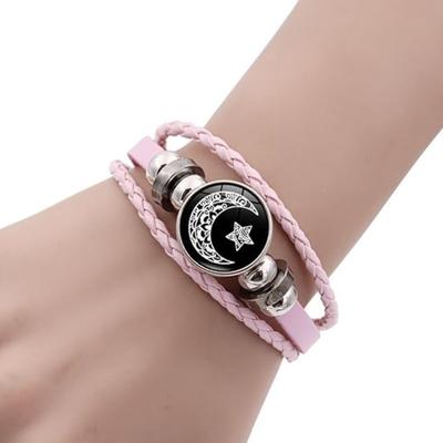 Braccialetti coordinati per coppie, bracciale intrecciato - Un paio di braccialetti luminosi con sole e luna per coppie, relazioni a distanza, uomo e donna