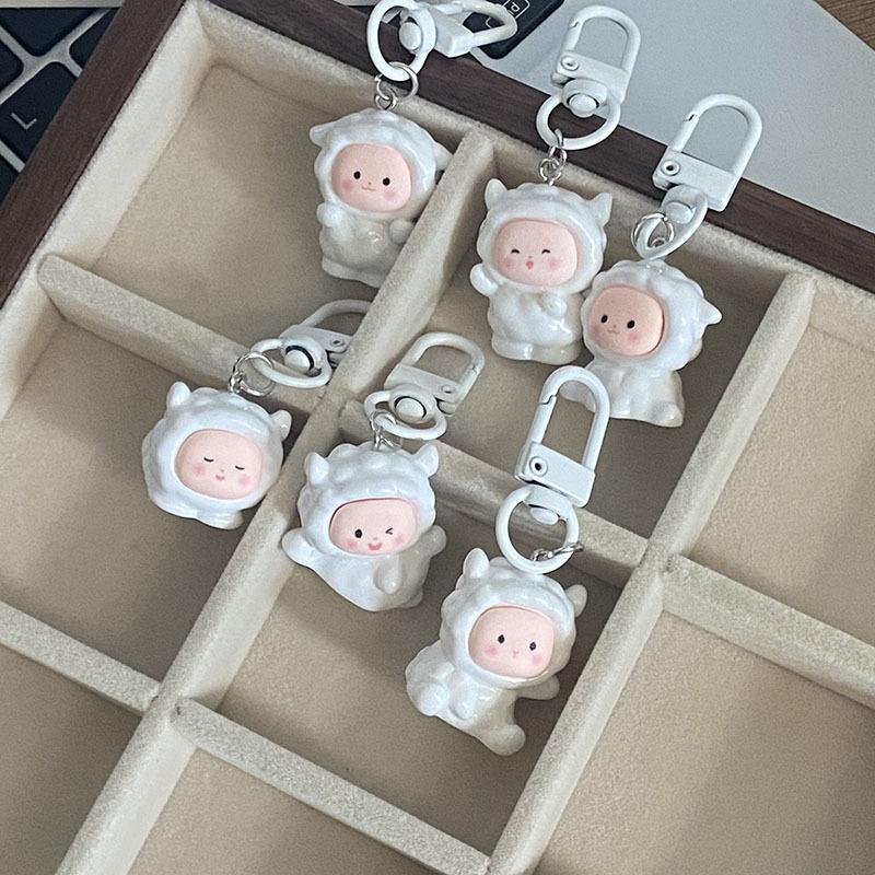 Cartoon Sheep Key Chain Cute Lamb Bag Pendant Keychain Kawaii Animal Key Fob Car Key Holder Accessories